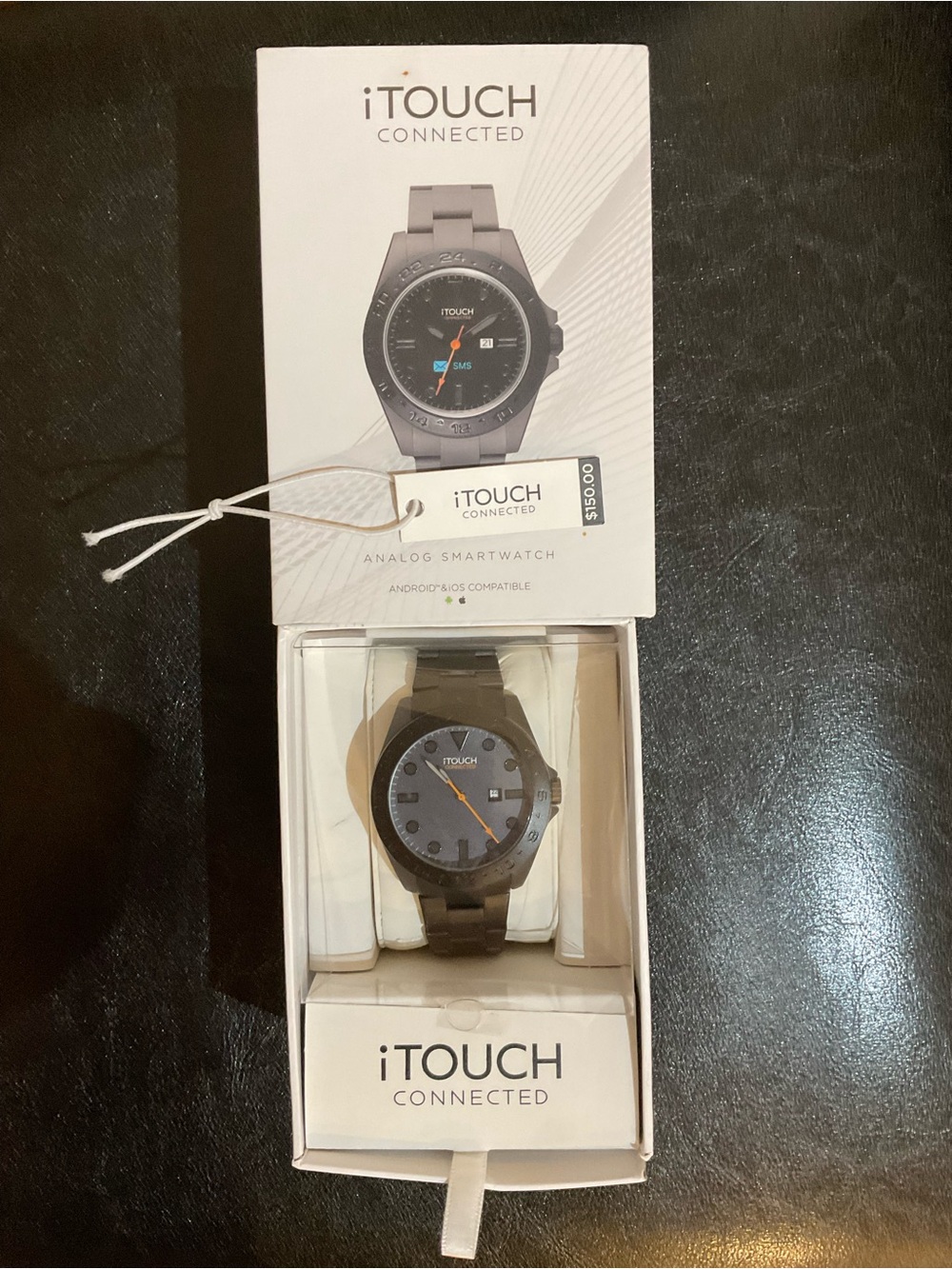 iTOUCH connected Analog Smartwatch Gray with Orange second hand size large